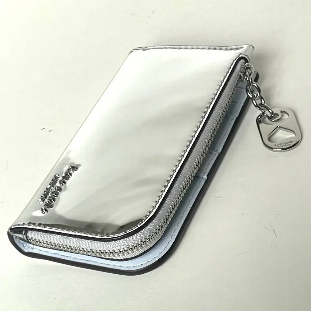 Kate Spade Devin Small Bifold Wallet Silver Patent Leather